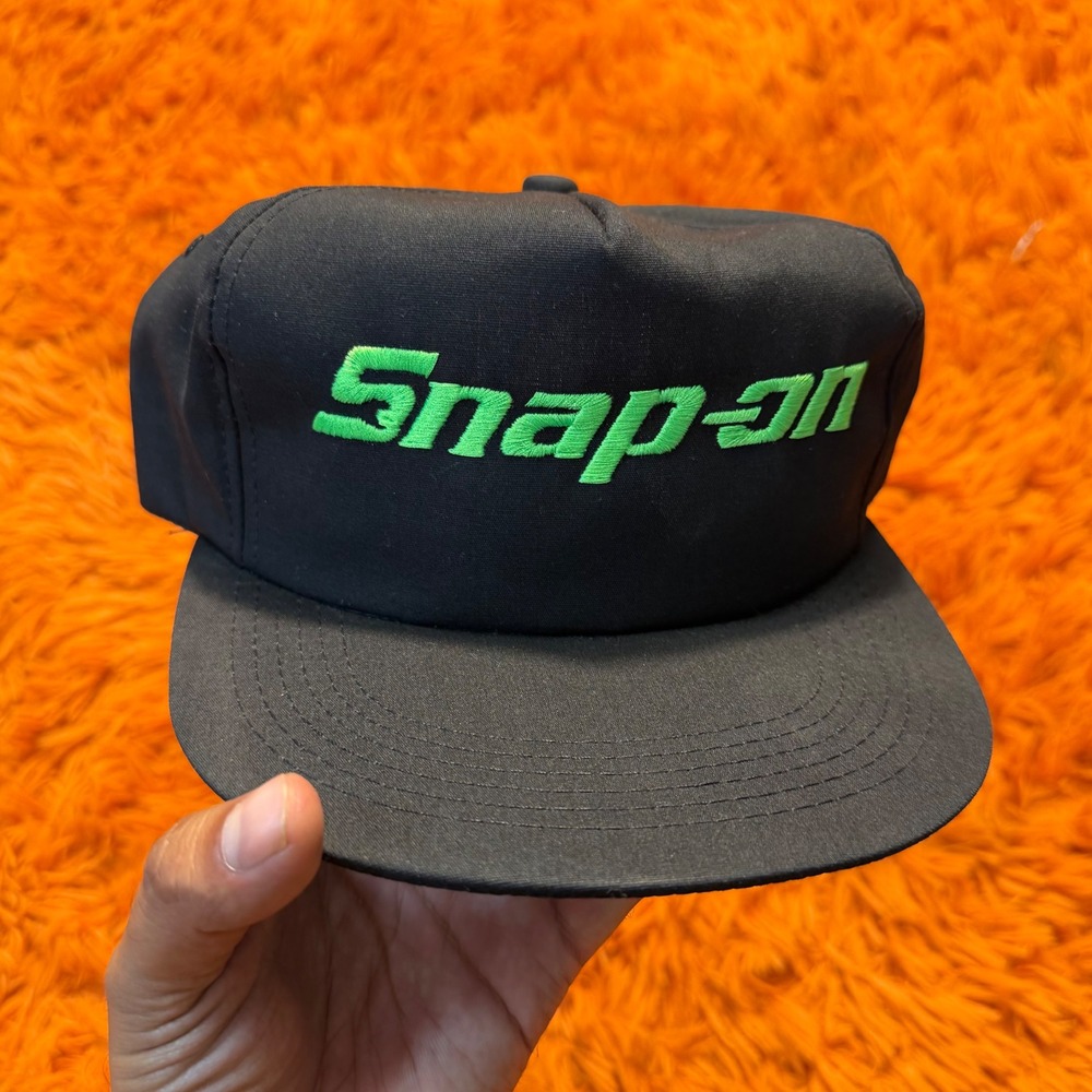 Vintage Snap-on Tools Hat Black Neon Green K-Products Made in USA Snapback Cap